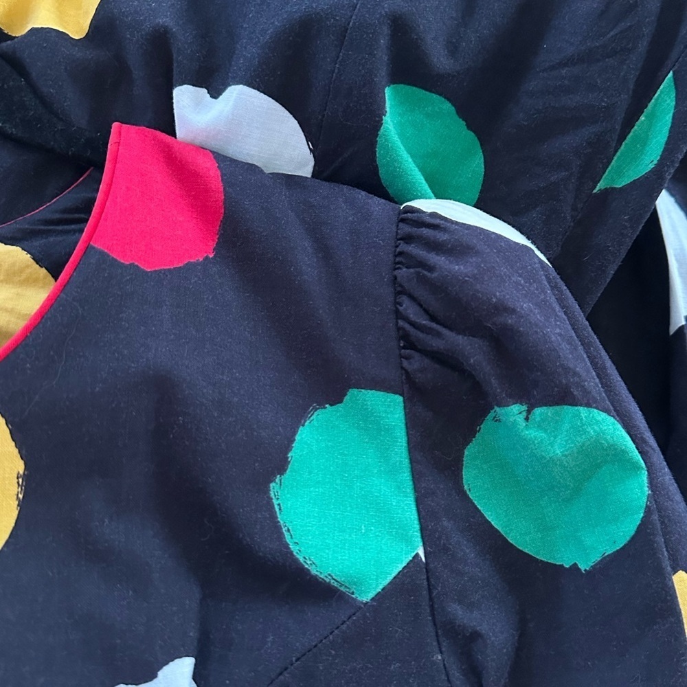Vintage 90s Romper One-Piece Skort Black Polka Dot Size L/XL Bright Loud - Picture 4 of 12